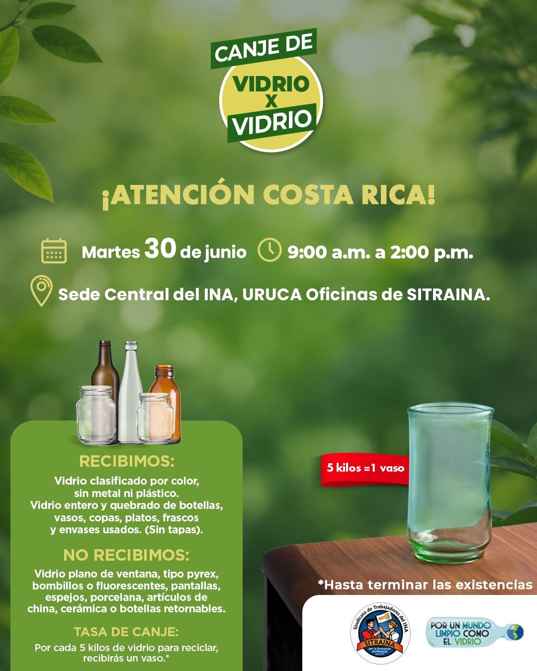 Canje vidrio x vidrio